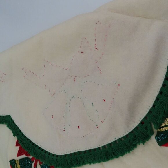Edna Looney Handmade Felt Tree Skirt Jeweled Bells Christmas Holiday Finished - Picture 8 of 10